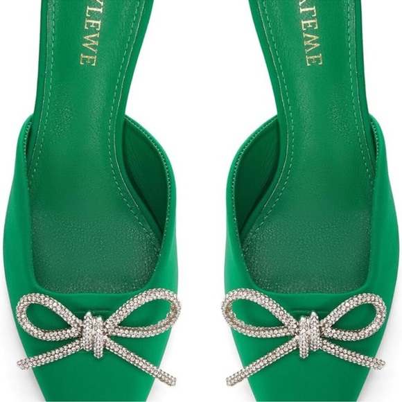 Stylewe Green Women's Shoes with Bow Detail - Picture 1 of 9